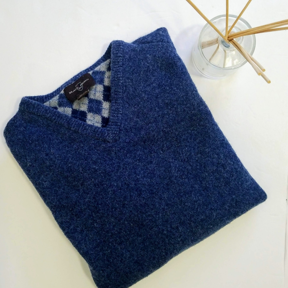 BLACK BROWN 1826 V-NECK MEN'S SWEATER 100% Wool